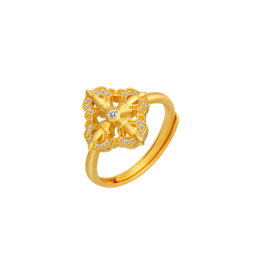 Jinggong Meizu ancient gold ring pure gold 999 inlaid with diamond ring live girlfriend birthday gift for wife spirit pestle 5.72g