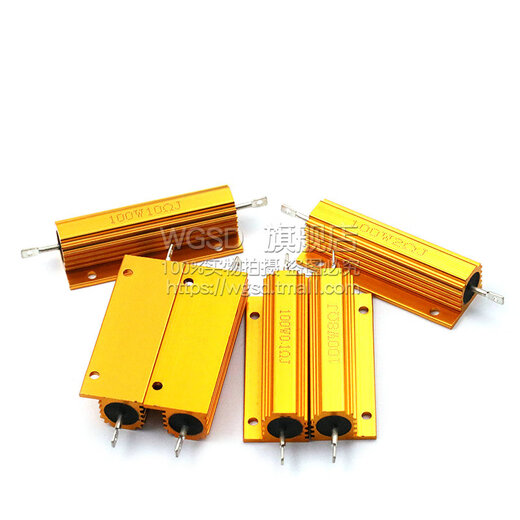 Dafuri gold aluminum shell high power resistor RX24-100W 1 2 3 5 10 20 50 ohm 100R10K 100W gold aluminum shell 10 ohm (1 piece)