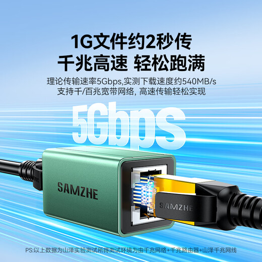 山泽千兆网线转接头对接头 千兆高网速网络延长器连接器 RJ45网口直通头水晶头模块适用5/6类网线