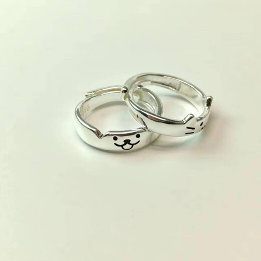 ARY Cat and Dog Diary Ring Female Kitten and Puppy Couple Ring Ins Niche and Beautiful Kitten Cat Ring + Puppy Dog Ring