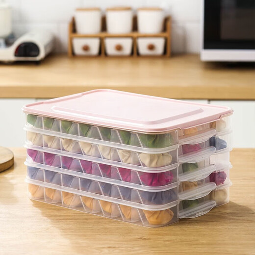 Shadow frozen dumpling box, special quick-frozen dumplings, frozen wontons, refrigerator storage box, divided box, food grade, transparent color, can hold 126 dumplings, 1 cover, 6 layers