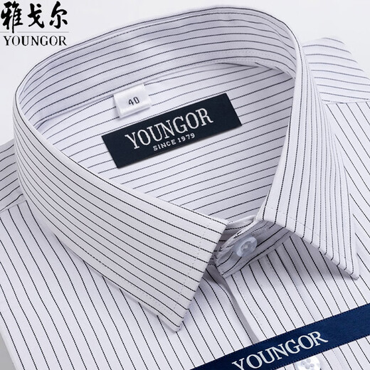 CEO Yageol Herren Short Sleeve Shirt Summer Business Casual Professional Wear Cotton No Iron mit großer Größe Streifenhirt mit mittlerem Alter Kurzarm DX6623 41