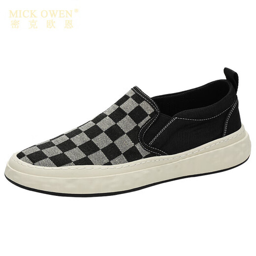 Mick OWEN MICK OWEN One-foot canvas shoes men's board shoes breathable lazy shoes men's shoes autumn trendy shoes beans shoes casual cloth shoes loafers 9227 white and green 44