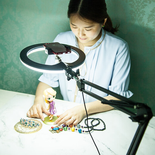 Bingge Master Mobile Phone Overhead Stand Desktop Live Broadcast Fill Light Video Recording Painting and Calligraphy Teaching Cantilever Stand Internet Celebrities Bring Goods Bedside to Watch Dramas and Watch TV Lazy Stand Desktop Model + 26cm Fill Light (10w)
