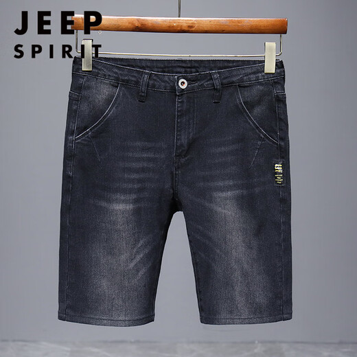 JEEP SPIRIT2025新款夏季薄款牛仔短裤男五分宽松直筒中裤休闲百搭弹力马裤 671黑色 32 (2 尺5)