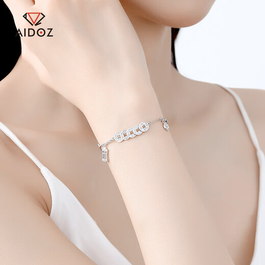 Aido Diamond pt950 Platinum Five Emperors Coin Copper Coin Bracelet Women's Platinum Lucky Fortune Abacus Gourd Hand Jewelry Gourd Fortune Model 10.2-10.4g + Certificate included
