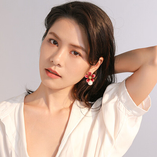 Qlady Spring Flower Earrings Women's Pearl Temperament Imitation Pearl Earrings 2025 New High-end Earrings Birthday Gift