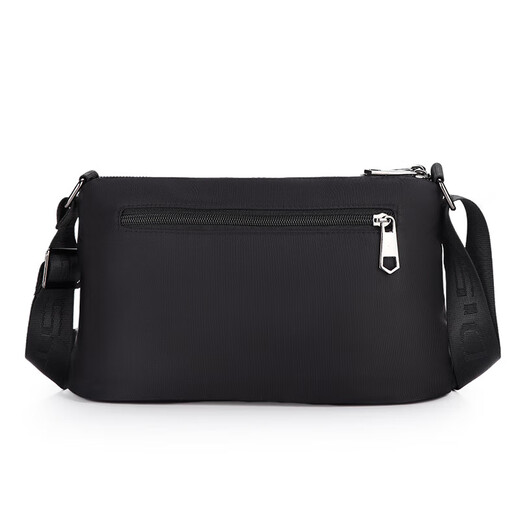 Men's fashion versatile simple trend Oxford cloth three-layer waterproof retro casual bag shoulder crossbody bag 913 three zipper black