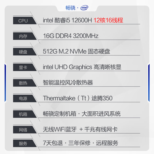 Changxiao Shangqi A National subsidy 20% desktop computer host commercial office home stand-alone machine (12-core i5 12600H 16G 512G WiFi business keyboard and mouse)