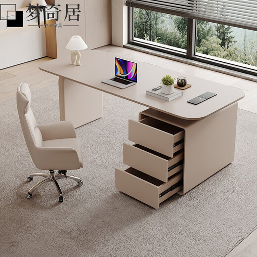 Italian minimalist desk, modern, simple and light luxury, home study, computer desk, beauty salon, medical consultation table, workbench, champagne color matching boss chair