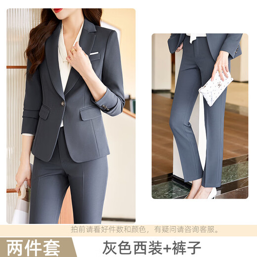 Purple Charming Business Suit Women's Spring and Autumn Blazer Suit High-end Temperament Formal Work Wear Three-piece Set (Off Shelf) Blue Suit L (Recommended 100-110 Jin Jin equals 0.5 kg)