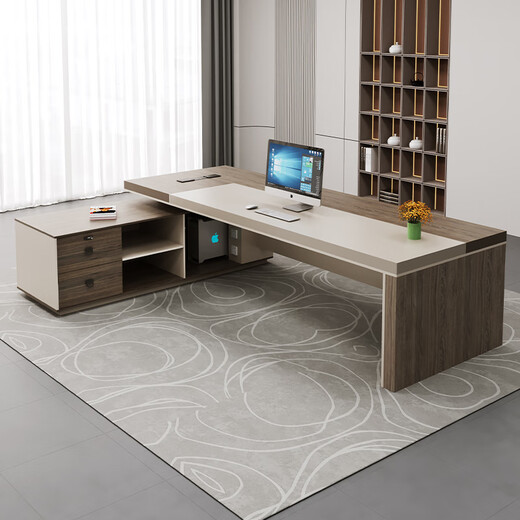 Desk Xiaobai Boss Desk Desk Simple Modern Supervisor Manager Desk and Chair Combination Office Leader Desk Set 1.8 Meter Boss Desk + Luxurious Side Cabinet + Boss Chair
