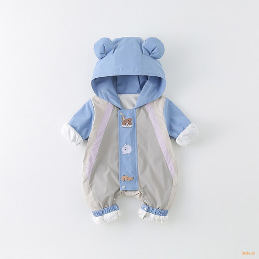 
Disney baby onesie spring and autumn hooded haria double-layer Class A boy 3-9 months newborn go out for clothes 1477 blue 66cm 3-6 months [Suggested 10-13Jin [Jin equals 0.5 kg]]