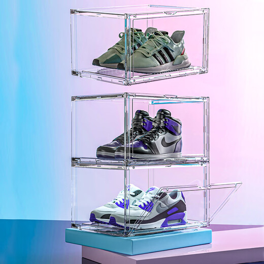 Export quality PET transparent shoe storage and organization box, sports shoe cross-border storage and dust-proof display cabinet, side-opening style, 6 pieces, single weight 1.3KG