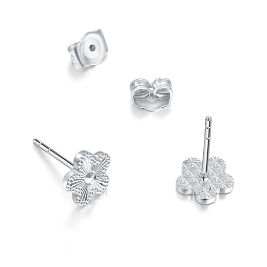 Mengjinyuan Platinum Earrings PT950 Utopia Peach Blossom Earrings Carved Earrings as a Gift for Your Girlfriend