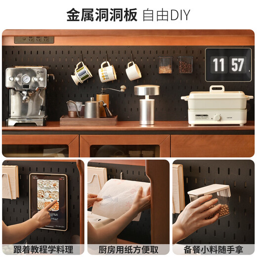 Genji Muyu solid wood sideboard small apartment restaurant medieval storage cabinet home log storage cabinet retro cabinet 0.9 meters