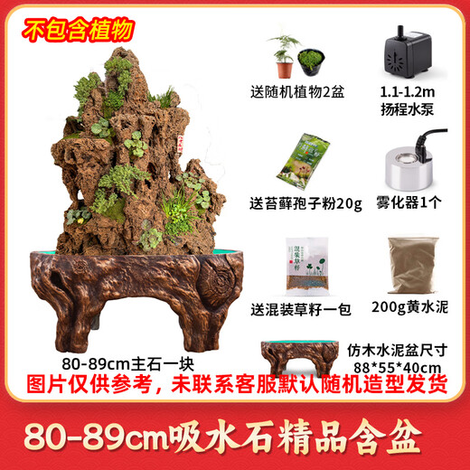 Shiguang Xiaozhan's high-quality water-absorbing stone bonsai fish pond rockery micro-landscape decoration natural rockery stone landscaping original stone high-quality 80-89cm water-absorbing stone with basin