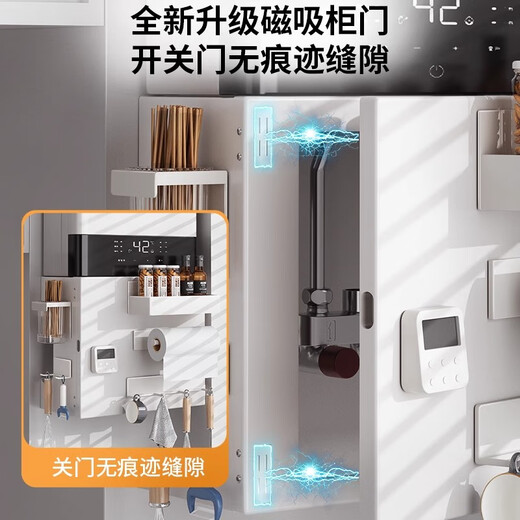 Duopeng gas water heater shield wall-mounted magnetic pipe cover decorative cover hook kitchen hole board storage rack 38*40*20 five-piece set single door