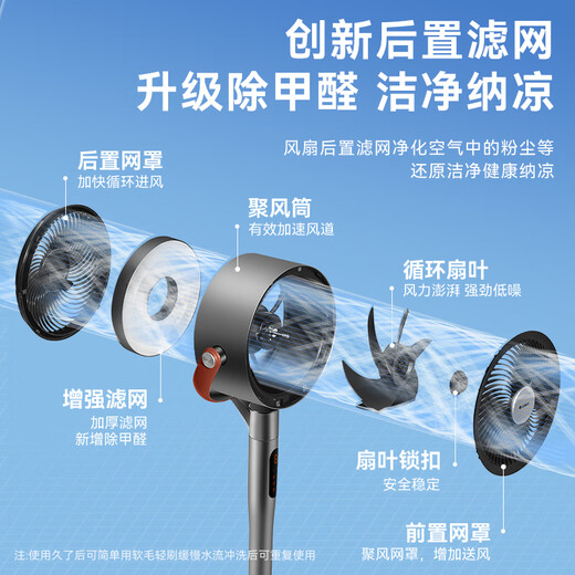 Gree Electric Fan Home Air Circulation Fan Intelligent Remote Control Floor Fan Plasma Sterilization Purification Fan DC Frequency Converter Energy-Saving Electric Fan Light Sound Low Noise Ventilation Fan Air Conditioning Companion FXDZ-2307Bg5-Plasma Sterilization Upgraded Formaldehyde Removal