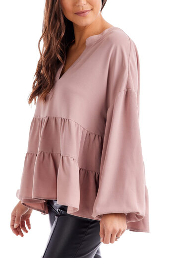 Mud Pie Women's Orleans Ruffle Top Blush Large