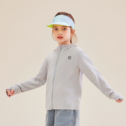 Catman children's original yarn sun protection clothing for boys 2025 new summer anti-UV ice silk cool sun protection clothing for girls gray original yarn sun protection + moisture absorption and quick drying 140