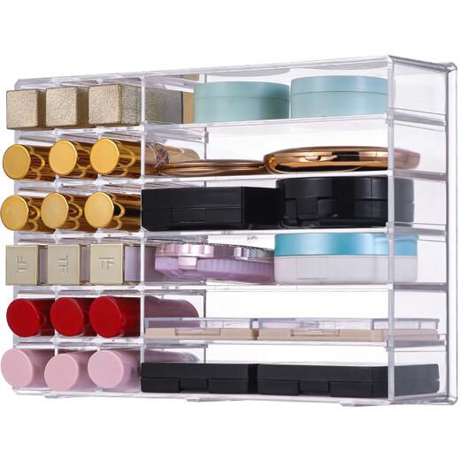 RSRDDY lipstick storage box transparent acrylic eye shadow powder air cushion organizer drawer partition desktop cosmetics storage rack powder storage box
