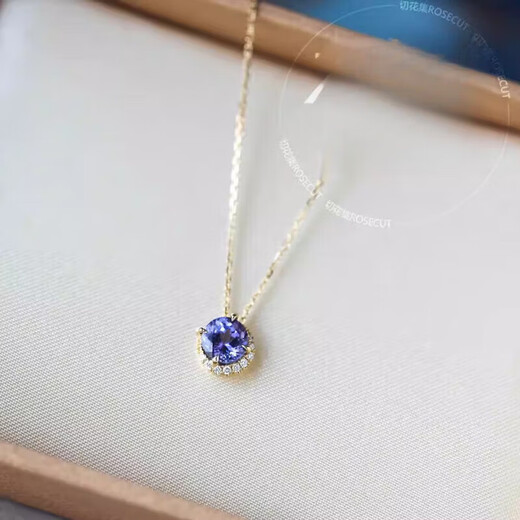 Fat Donglai quality Japanese natural tanzanite plated 18K gold light luxury amethyst Akado Valentine's Day gift natural tanzanite necklace