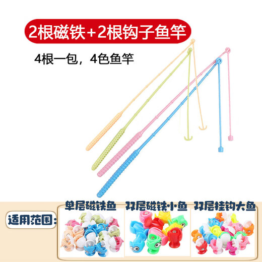 Happy Yun Children's Toy Fishing Rod Magnetic Fish Accessories Set Baby Educational Electric Rotating Kids Fishing Toy Children 2 Magnets 2 Hooks Fishing Rod
