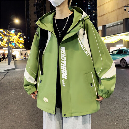 常缕竺 春秋季夹克外套男青少年韩版连帽男装时尚百搭学生 春秋683款白蓝 【款】 2XL 建议【140-155斤】