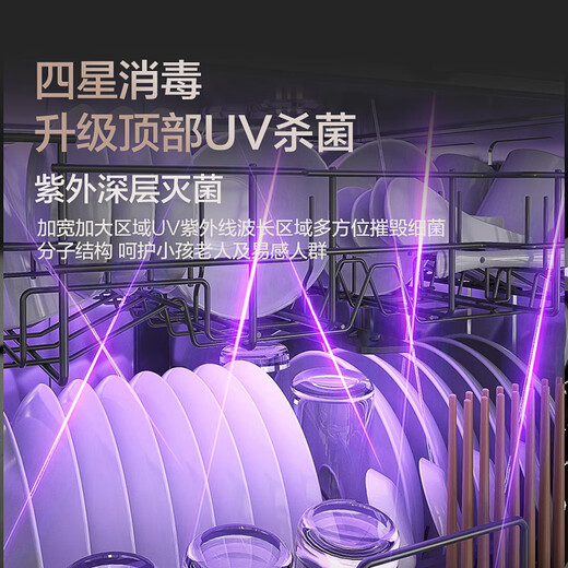 Chigo National Subsidy 20% off Chigo Dishwasher Household Fully Automatic Dishwasher Embedded 13 Sets Large Capacity UV Disinfection Dishwasher 13 Sets Embedded + Color Screen Touch + Independent Control + First-Class Water Efficiency (Black)