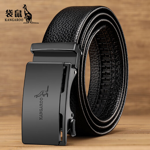 Kangaroo Cowide Herren-Ledergürtel Echtes Leder Automatische Schnalle Vatertag Business High-End-Gürtel-Brandgürtel Pure Cowhide 6195 Legierung Buckle-hochwertiges echtes Leder 115 cm Taillenumfang 2.6-2.8