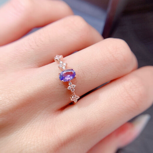 Shaoyu natural tanzanite ring s925 sterling silver grains are all high-quality Seiko Chinese Valentine's Day gift 4*6mm