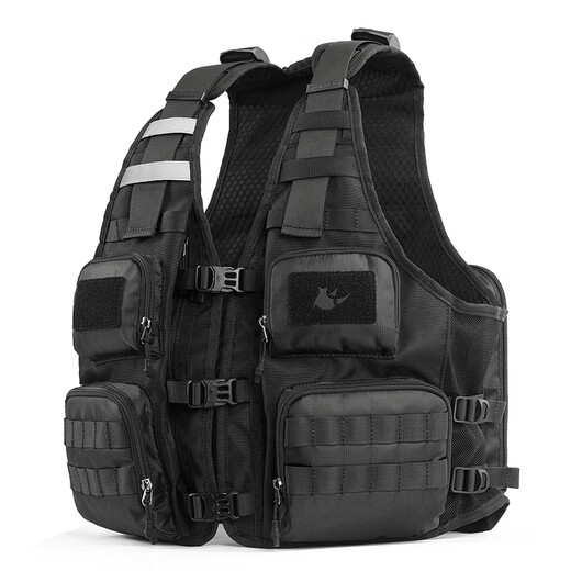 Rhinowalk rhinoceros cycling jersey vest for men summer outdoor sports cycling motorcycle fishing running breathable multi-pocket mesh bag black (water bag not included)