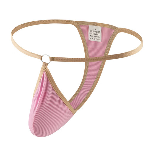 Summer new style hoop men's underwear thong solid color ice silk thread underwear men's breathable thong underwear for men white M2 feet-2 feet 2