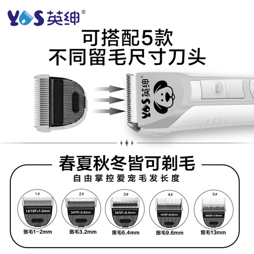 Yingshen Dog Pet Electric Clipper Teddy Bichon Corgi Samoyed Pet Shaver Electric Clipper Pet Supplies 9870 1-2+9.6mm Blade Set (Bichon Schnauzer)