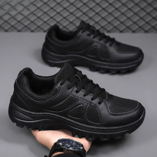 Yun Ran's new summer mesh training shoes for men, low-top black breathable non-slip rubber shoes, light running shoes, security shoes, mesh JHP-2166 black mesh 36