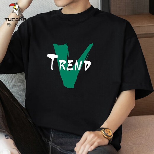 Woodpecker (TUCANO) 260g heavyweight cotton short-sleeved T-shirt men's summer half-sleeved American trendy loose top round neck T-shirt M09-T684 Pink M