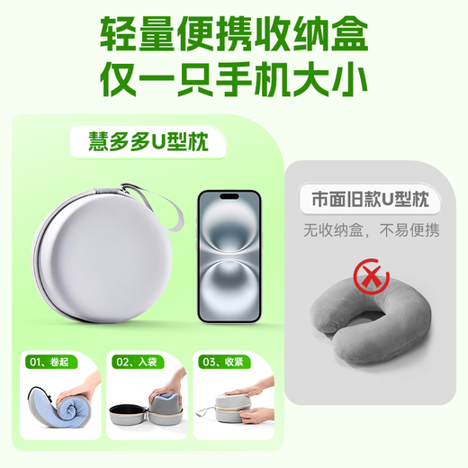 Huiduoduo U-shaped pillow car headrest travel neck pillow aircraft neck sleeve can store portable memory foam high-speed rail U-shaped neck brace