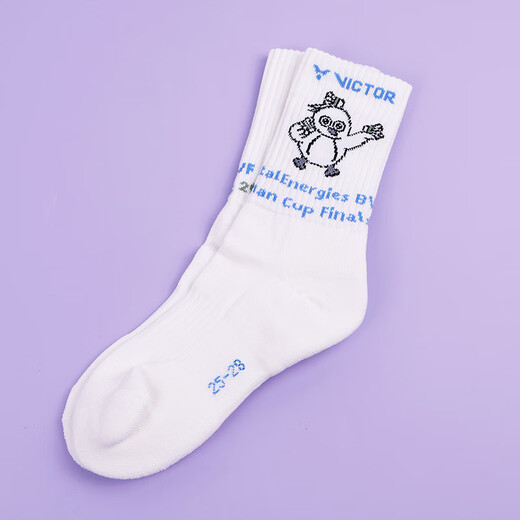 VICTOR Victory 2025 Sudirman Cup Badminton Socks Men's and Women's Thickened Towel Soled Sports Socks Comfortable and Breathable SKSC2508 Men's Socks SKSC2508-A White