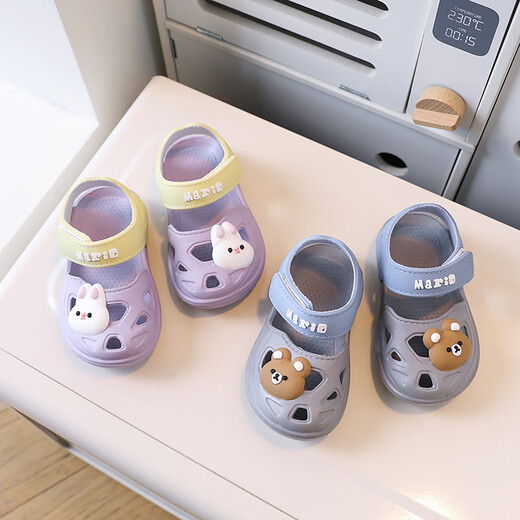 Children's Bara Girls Baby Sandals Summer Infant and Toddlers Small Middle School Boys Anti-slip Soft Sole Bathroom Beach 9277/Gray-blue 16/Inner length 16cm Suitable for foot length 16cm