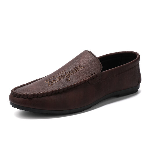 Belle Spring New Herren Doudou Schuhe 2025 Fahren lässige Lederschuhe weiche Sohle Herren trendige Straßenschuhe Internet Promi Schuhe D838 Black 39