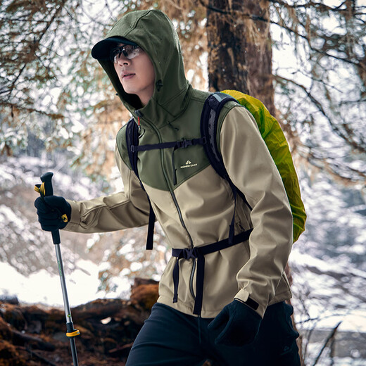 Pathfinder soft shell jacket for men autumn casual loose top men's jacket plus velvet windproof outdoor warm mountaineering clothing