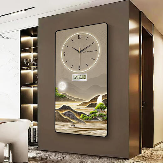 High-End-Luxus modernes Restaurant, die Kiefern dekorativen Maluhr Wall Clock Home Mode Mode-Mode-Kalender Elektronische Uhr C6187 Uhr + verbessertes Perpetualkalender Horizontale Länge 30 cm * vertikale Höhe 60 cm abgerundetes Eck Aluminium kombiniert