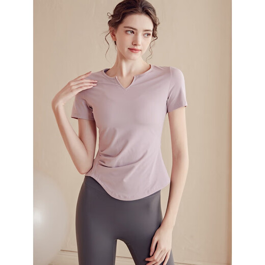 LULUUVTTOH yoga wear short-sleeved T-shirt for women slim sports summer running quick-drying breathable Pilates training fitness top for women forest green (excluding chest pad) XL recommended 115-130Jin Jin equals 0.5 kg