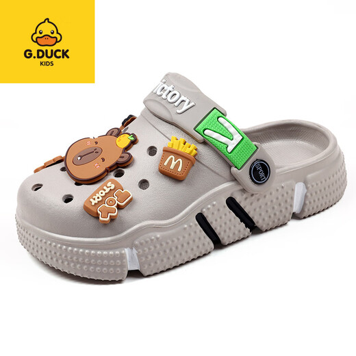 G.Duckkids süße Kinderlochschuhe Kinder Baby Sommer neue Hausschuhe nach Hause Nicht-Schlupfsandalen Anti-Slip-Marke Black 28