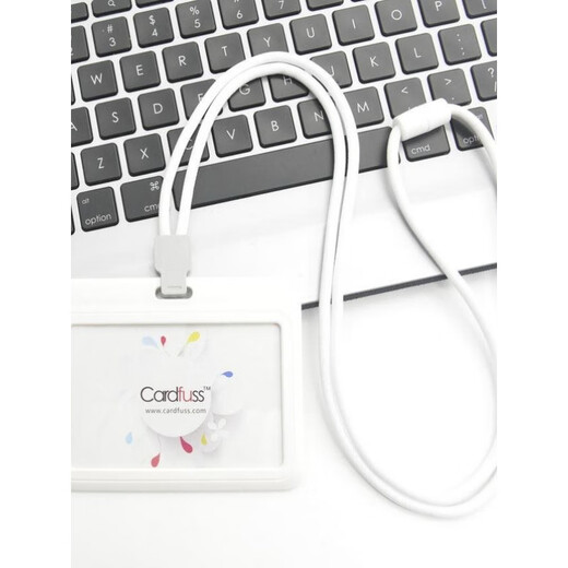 Jingsheng fashionable round rope lanyard tag employee card bus card work card work permit campus card holder card with student bus C5 gray vertical version + 9734 silver round rope