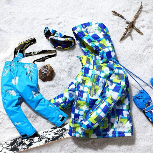 LONGE children's ski suit suit for boys and girls, waterproof, thickened and warm, middle and large children's ski suit and ski pants, rose red + rose red, size 16, 160