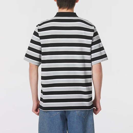 NIKE T-Shirt Herren 2025 Sommer Herren Kurzarm Revers POLO Shirt Atmungsaktiv Lässig Tennis Weiß Baumwolle Kurzarm Herren FN3897-010 Schwarz/Weiß Streifen M