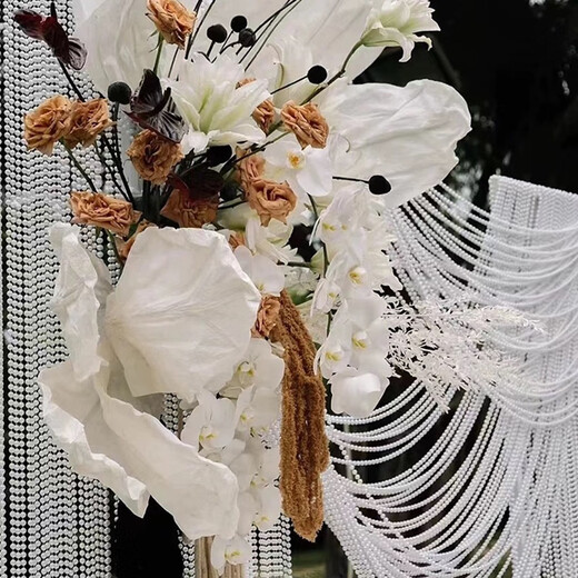 Dongzhitiandi wedding imitation pearl string bead chain diy wedding decoration diy bridal headdress hand bouquet jewelry accessories round beige 6mm 5 meters / bag