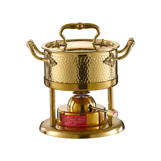 Prince Zheng 304 stainless steel inflatable small hot pot, one person, one pot, single shabu-shabu, gas gas stove pot, commercial and household, silver triangle ear (large stove core 120 minutes) 18cm